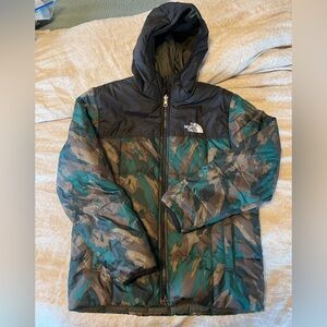 The North Face Green and Gray Camouflage Jacket